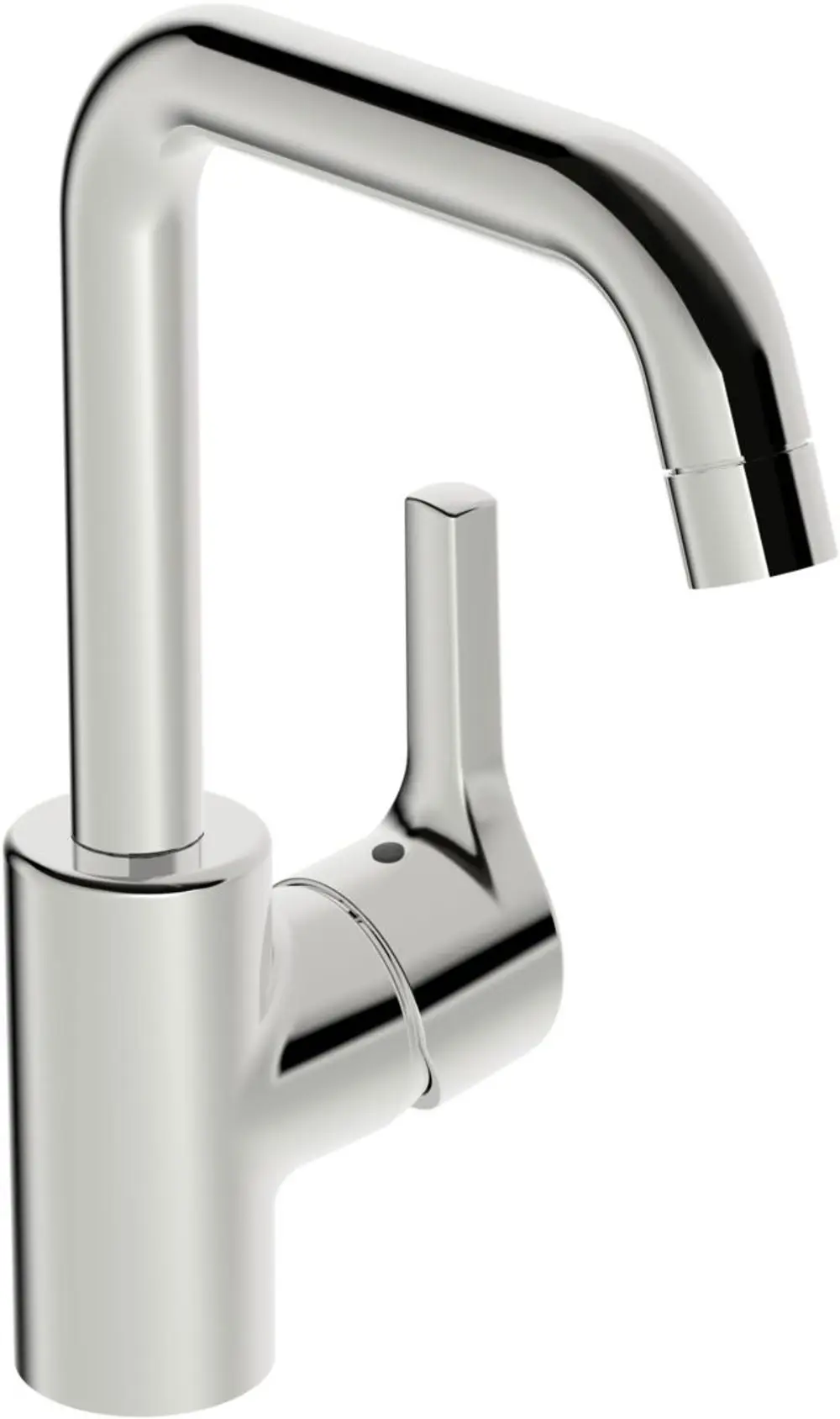 Einhebelmischer in Chrom-Design von HANSA mit einem klaren, funktionalen Auslauf. Der Hebel befindet sich seitlich für eine einfache Bedienung.
